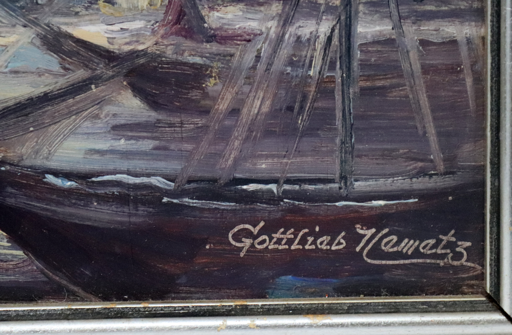 Gottléeb Nemetz Sailboats, Oil on Board