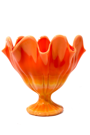 L.E. Smith Bittersweet Slag Glass Footed Bowl